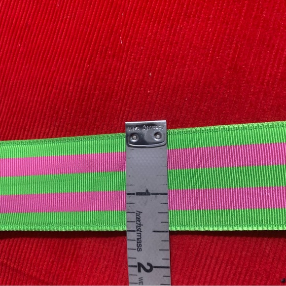 J. Crew Lime & Pink striped candy fabric belt 39.5” - Picture 8 of 8